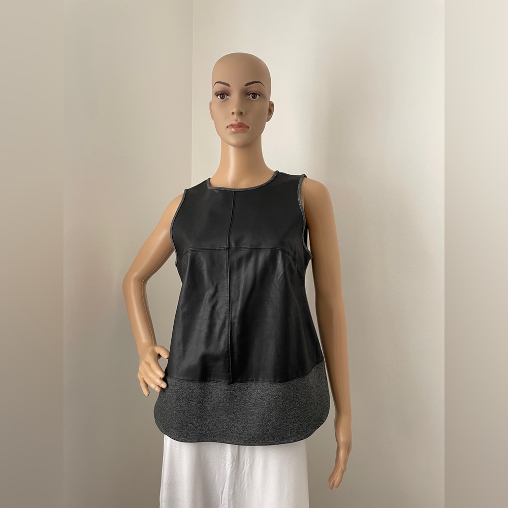 Banana Republic black/grey faux leather front tank. Size small